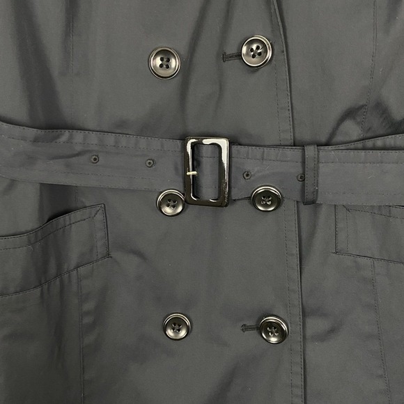 London Fog Double Breasted Trench Coat Navy Blue Women XL Belted Rain Jacket - Picture 7 of 12